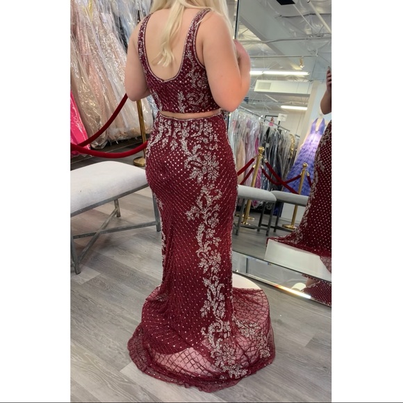 Sherri Hill Burgundy - Picture 3 of 4